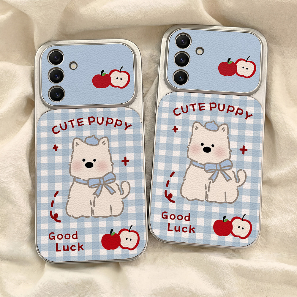 Blue Plaid Puppy Pattern Phone - Leatherwork Drawing 评论和价格