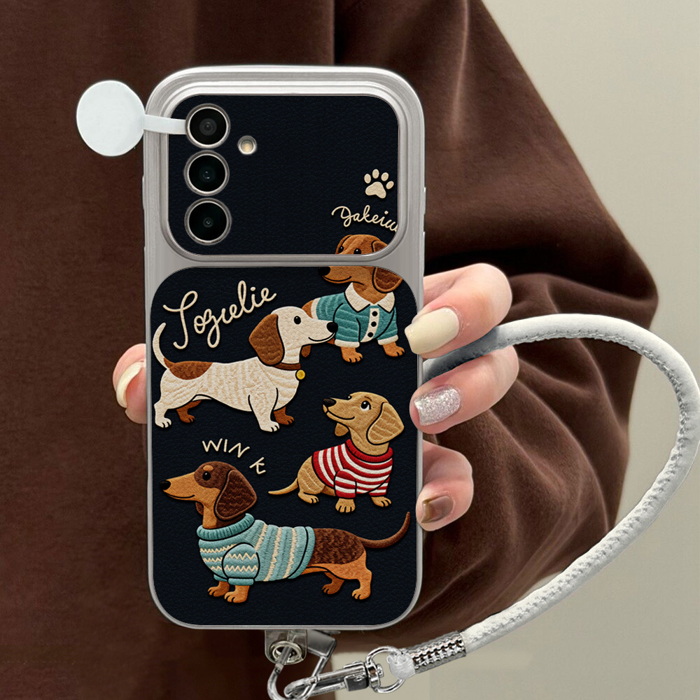 Cartoon Dachshund Phone Case F - Leatherwork Drawing 评论和价格